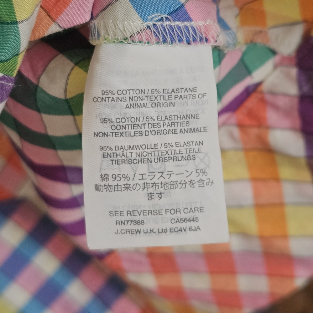 J. Crew Sleeveless Button Front Rainbow Plaid Camisole - Picture 7 of 7